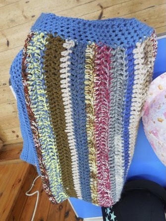 Crochet blanket made by Jenny Crisp using up spare yarn 